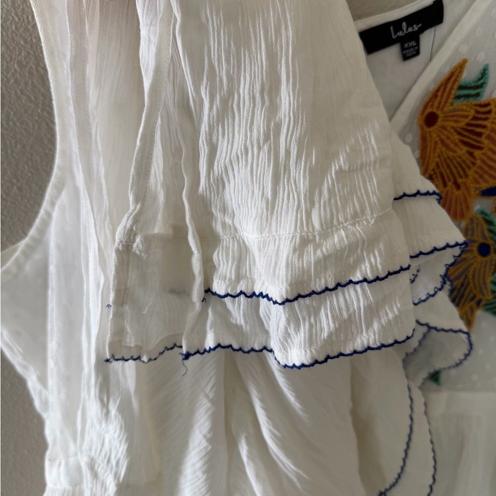 NWT Lulus Tickets To Paradise White Embroidered Tiered Flowy Maxi Dress Size XXL - Picture 9 of 13
